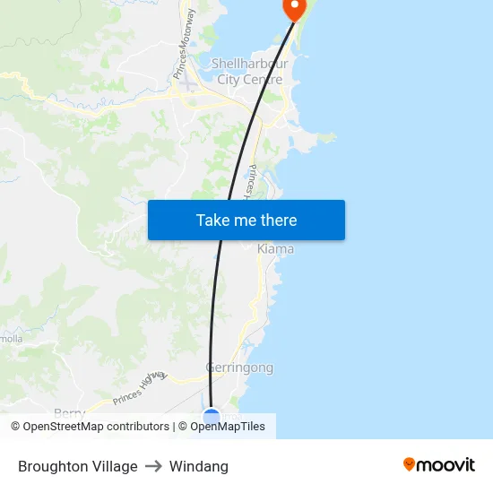 Broughton Village to Windang map