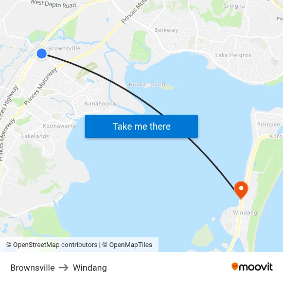 Brownsville to Windang map