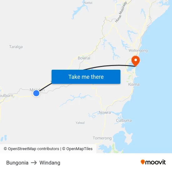 Bungonia to Windang map
