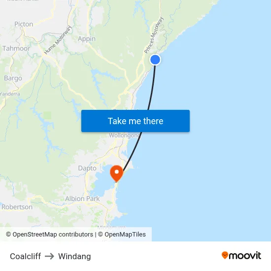 Coalcliff to Windang map
