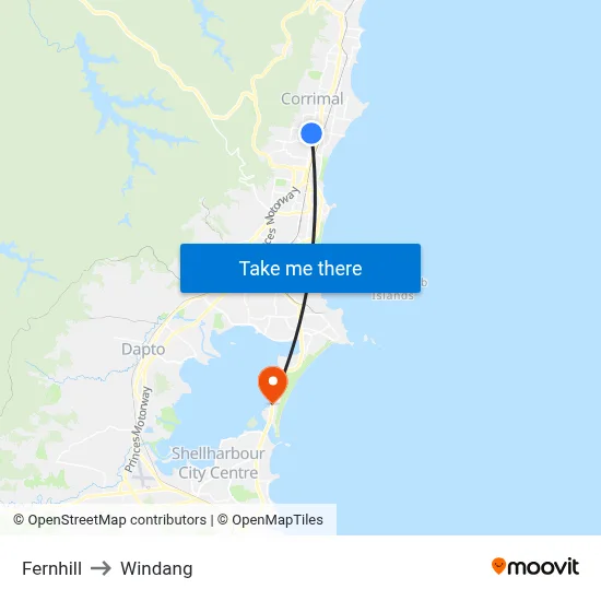 Fernhill to Windang map
