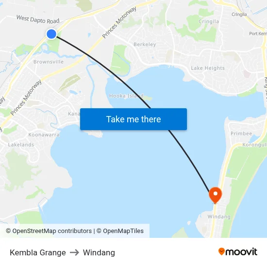 Kembla Grange to Windang map