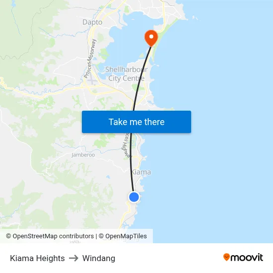 Kiama Heights to Windang map