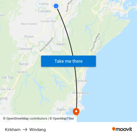 Kirkham to Windang map