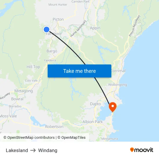 Lakesland to Windang map
