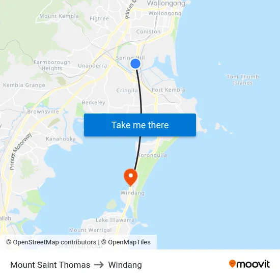 Mount Saint Thomas to Windang map