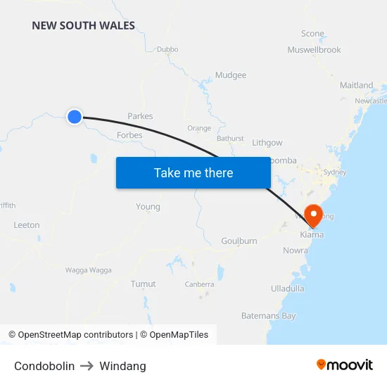 Condobolin to Windang map