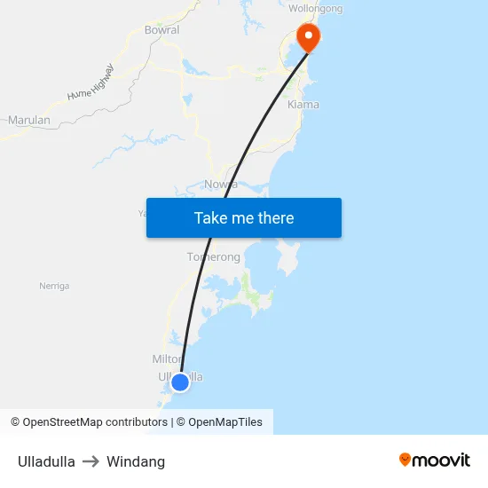 Ulladulla to Windang map