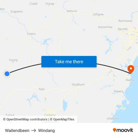 Wallendbeen to Windang map