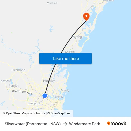 Silverwater (Parramatta - NSW) to Windermere Park map
