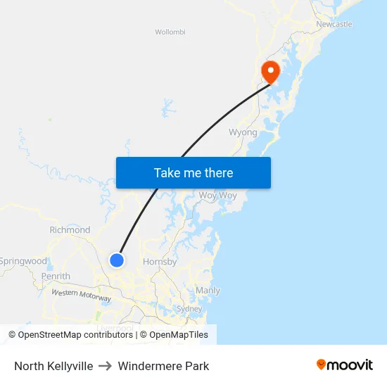 North Kellyville to Windermere Park map