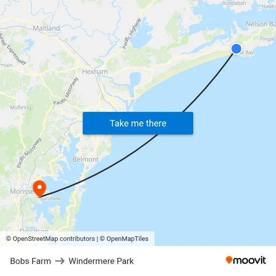 Bobs Farm to Windermere Park map