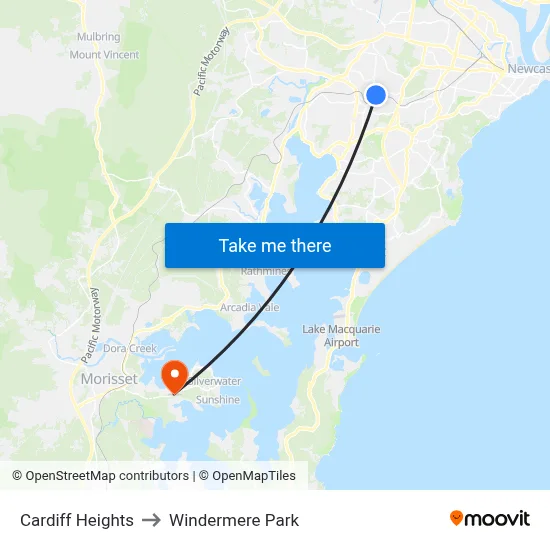 Cardiff Heights to Windermere Park map
