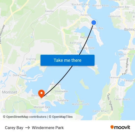 Carey Bay to Windermere Park map