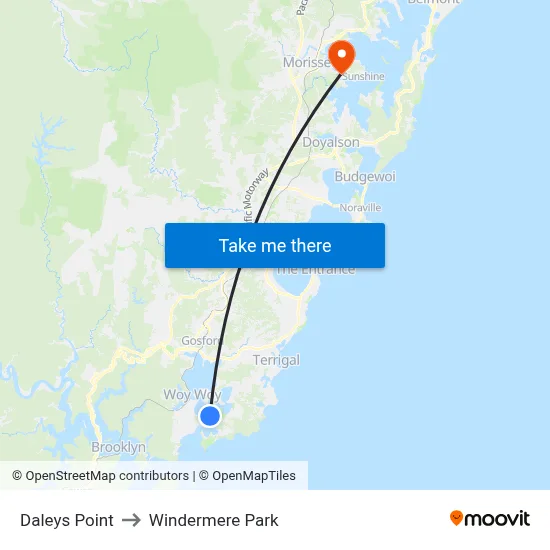 Daleys Point to Windermere Park map