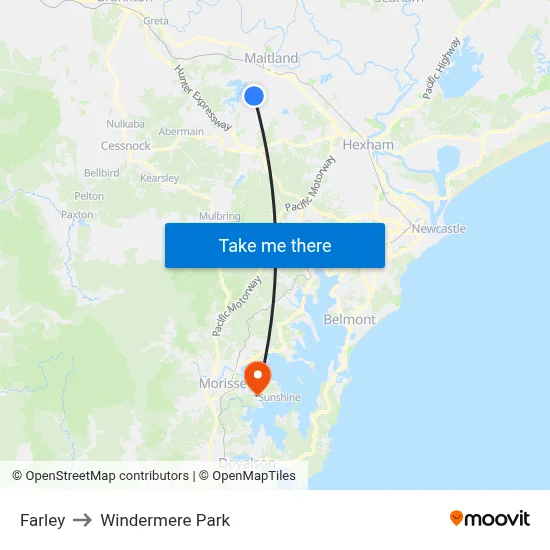 Farley to Windermere Park map