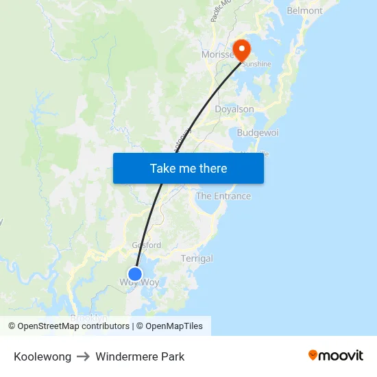 Koolewong to Windermere Park map