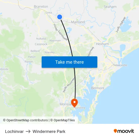 Lochinvar to Windermere Park map