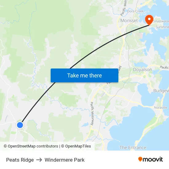 Peats Ridge to Windermere Park map