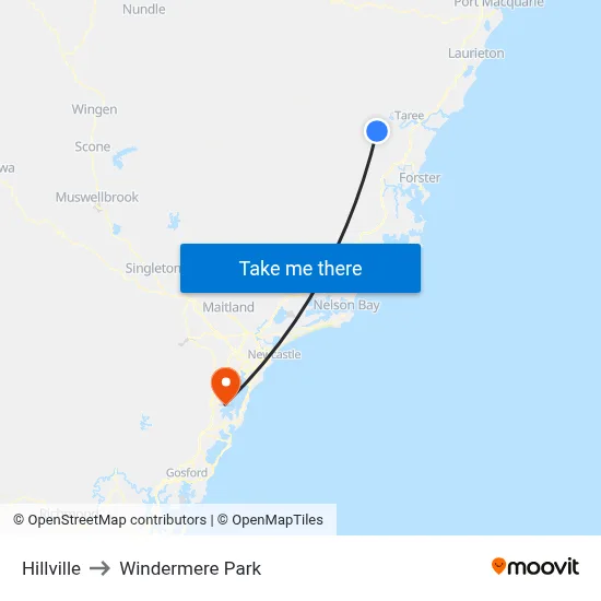 Hillville to Windermere Park map