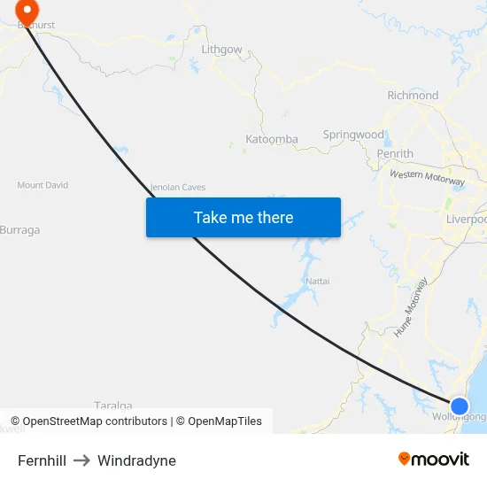 Fernhill to Windradyne map
