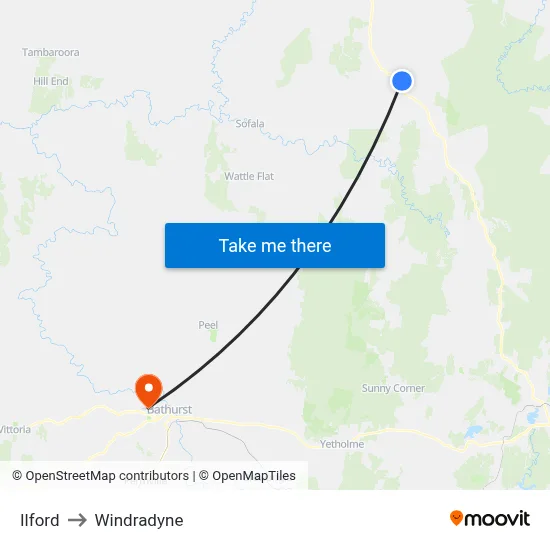 Ilford to Windradyne map