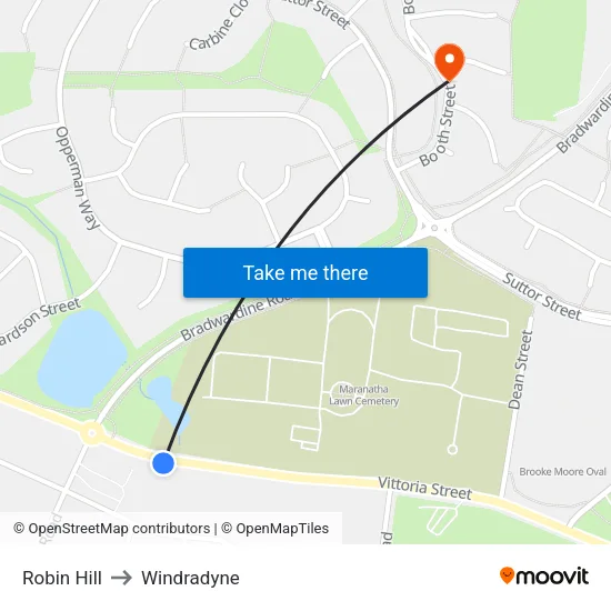 Robin Hill to Windradyne map