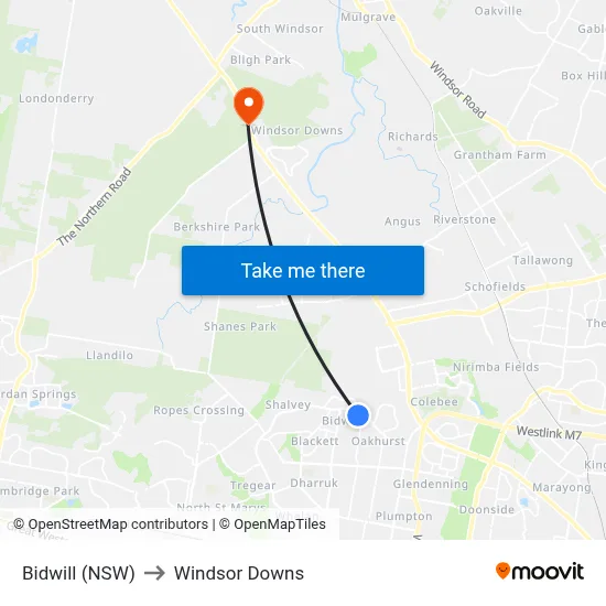 Bidwill (NSW) to Windsor Downs map
