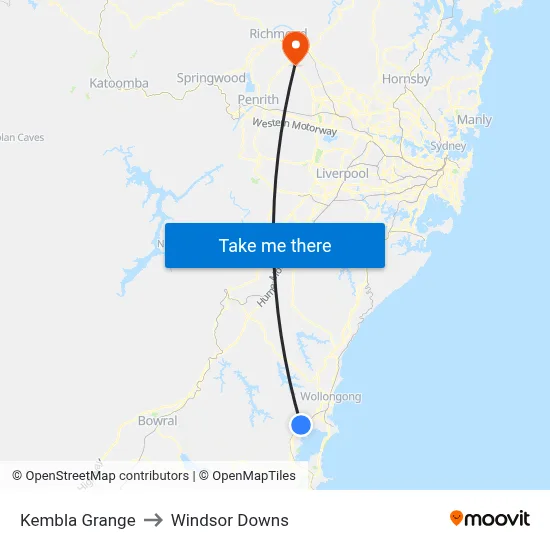 Kembla Grange to Windsor Downs map