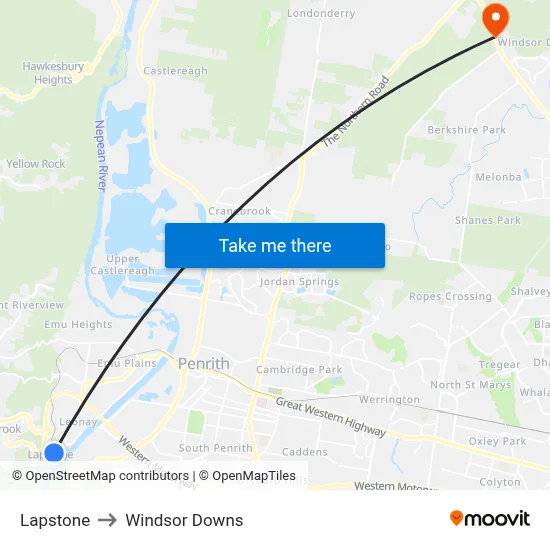 Lapstone to Windsor Downs map