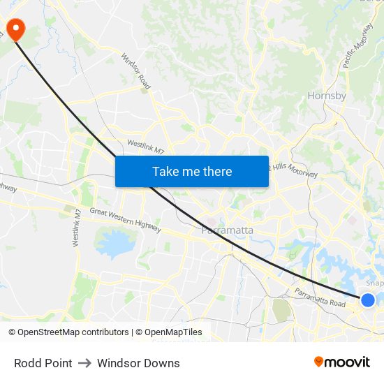 Rodd Point to Windsor Downs map