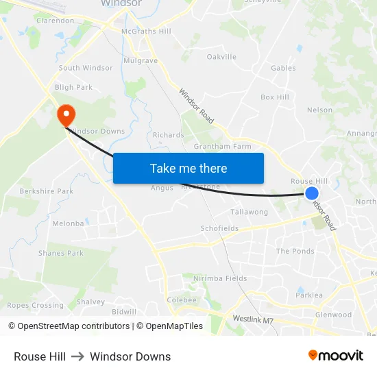 Rouse Hill to Windsor Downs map