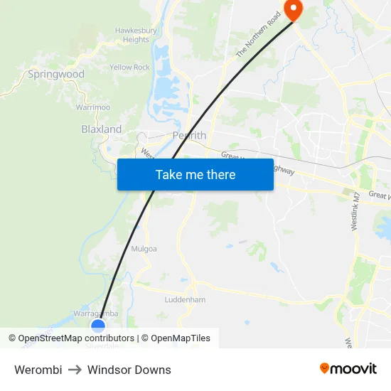 Werombi to Windsor Downs map