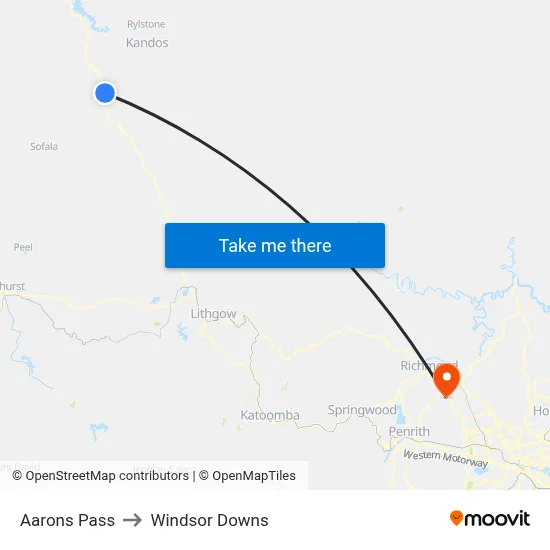 Aarons Pass to Windsor Downs map