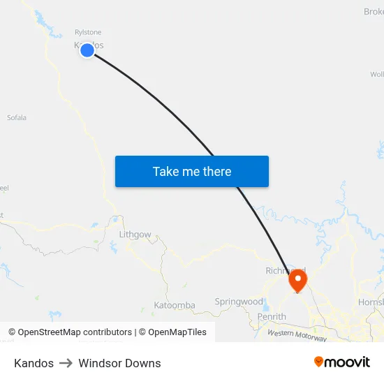 Kandos to Windsor Downs map