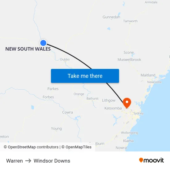 Warren to Windsor Downs map