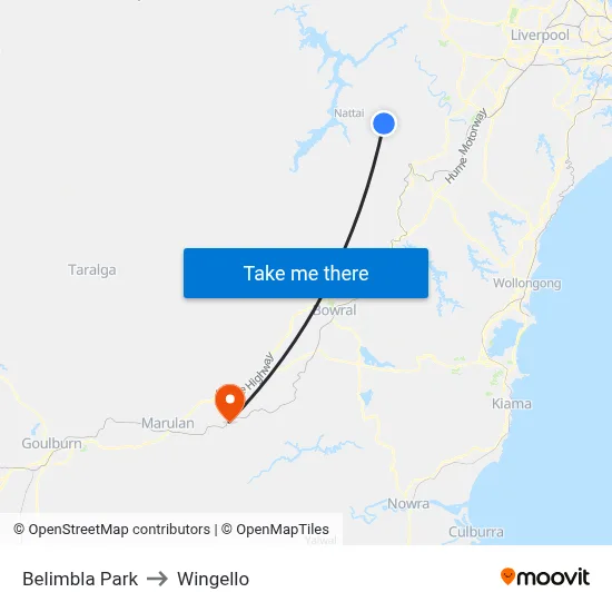 Belimbla Park to Wingello map