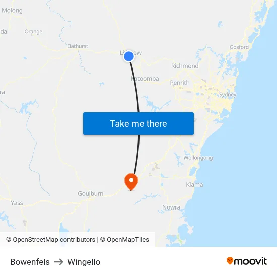 Bowenfels to Wingello map