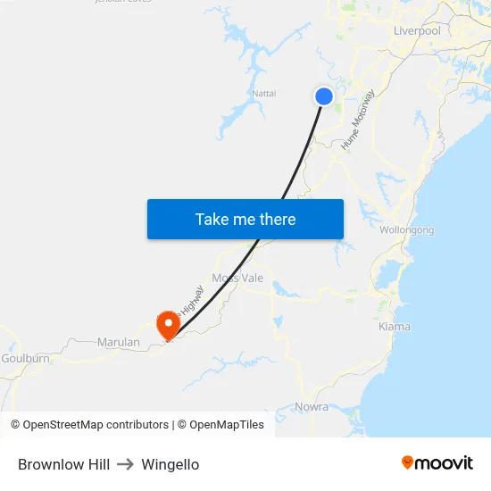 Brownlow Hill to Wingello map