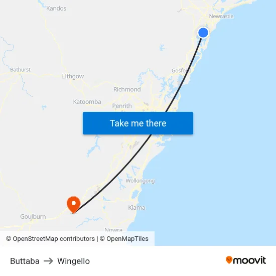 Buttaba to Wingello map