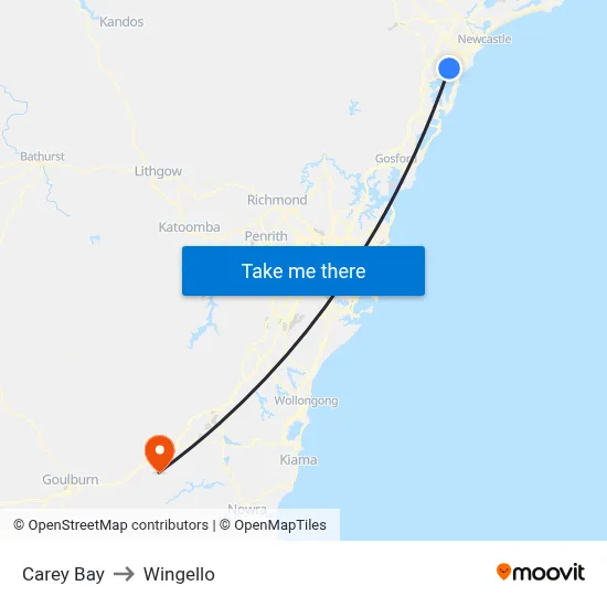 Carey Bay to Wingello map