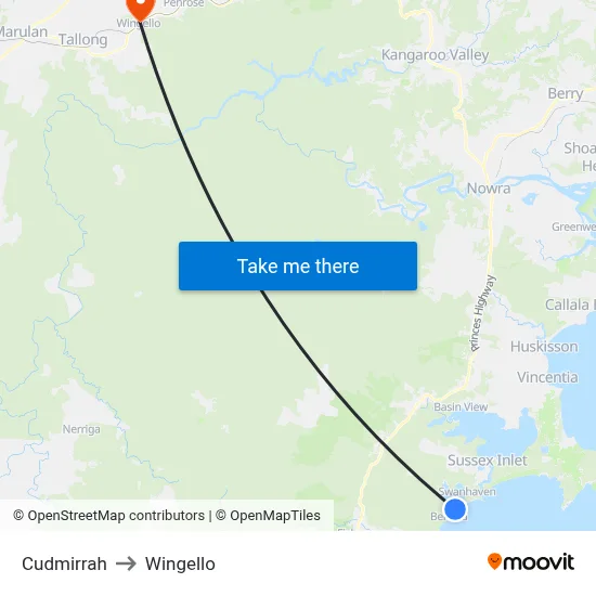 Cudmirrah to Wingello map