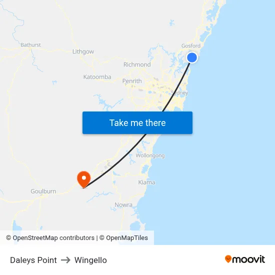 Daleys Point to Wingello map