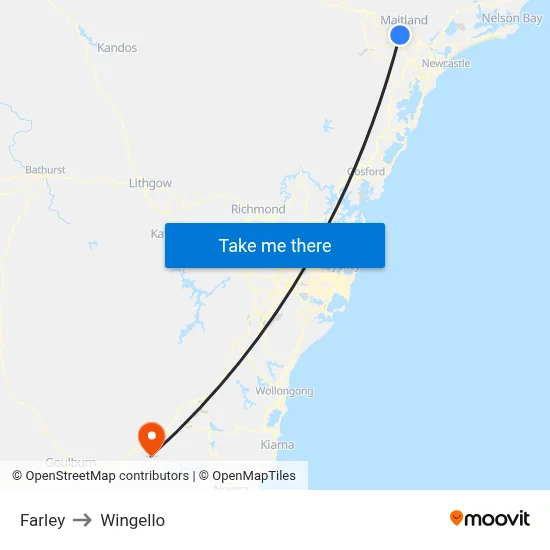 Farley to Wingello map