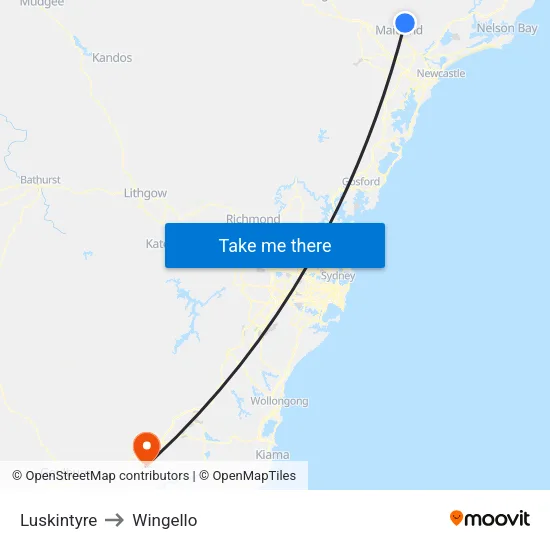 Luskintyre to Wingello map