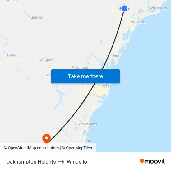 Oakhampton Heights to Wingello map