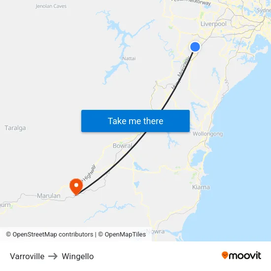 Varroville to Wingello map