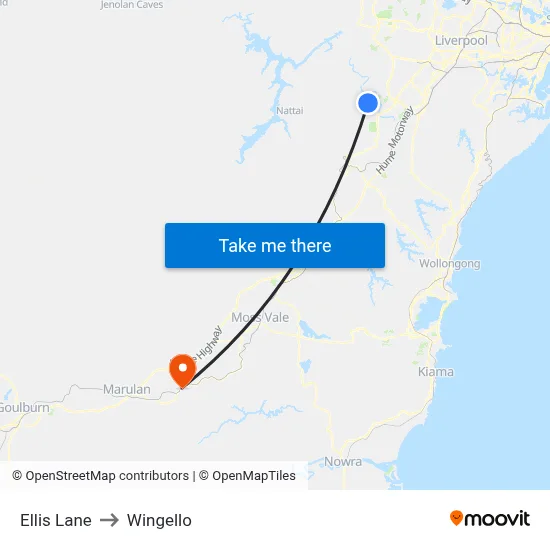 Ellis Lane to Wingello map