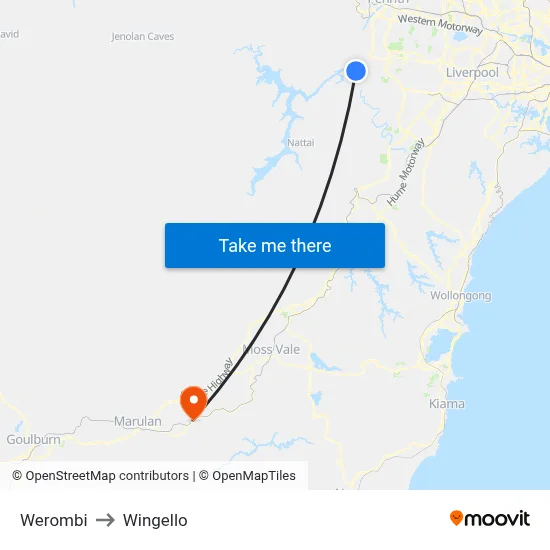 Werombi to Wingello map