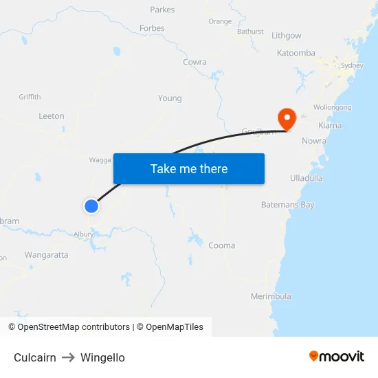 Culcairn to Wingello map
